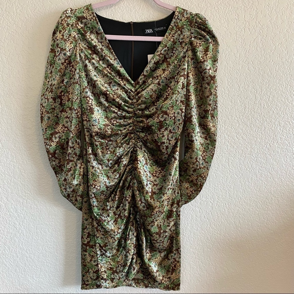 Zara Velvet Vintage Floral Mini Dress